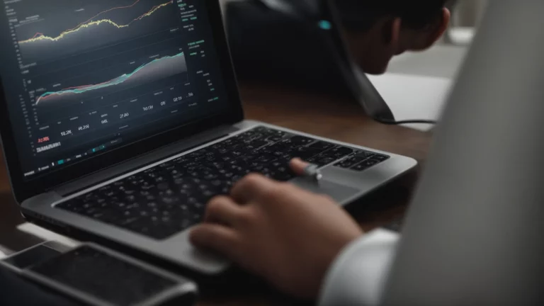 a person reviewing analytics on a computer screen showing a graph of website rankings.