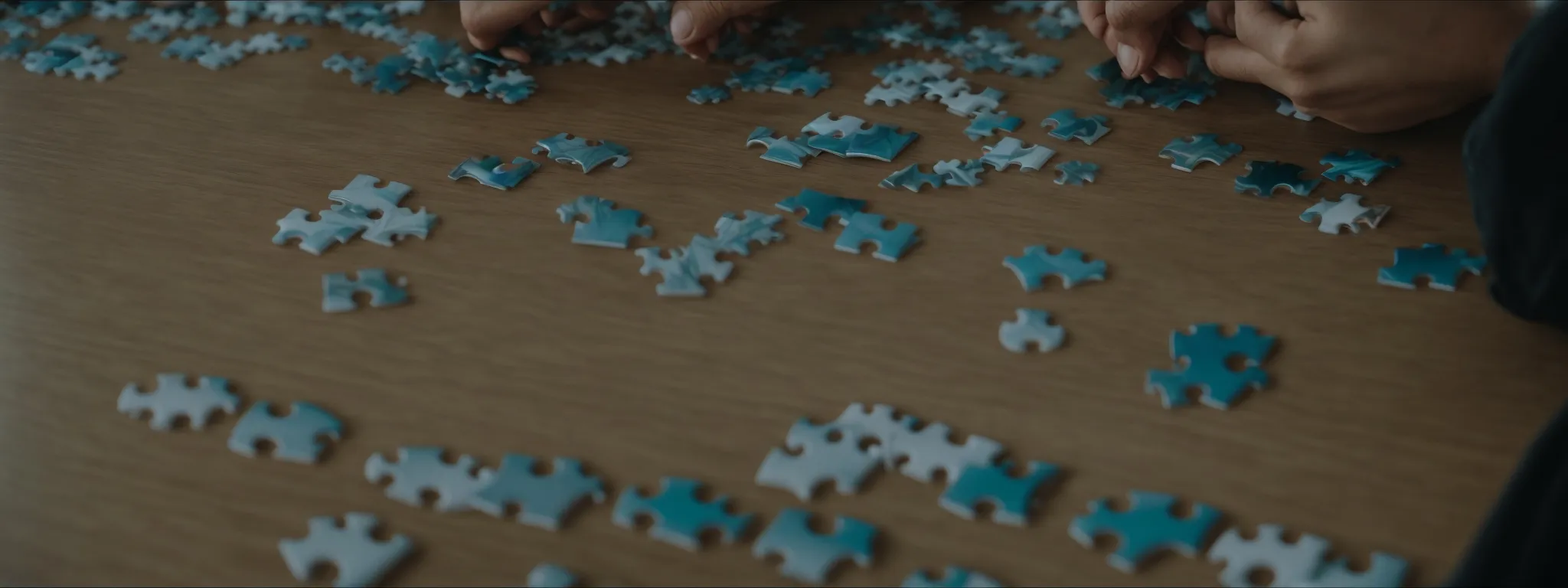 a person masterfully arranging puzzle pieces into a greater picture on a well-lit table.