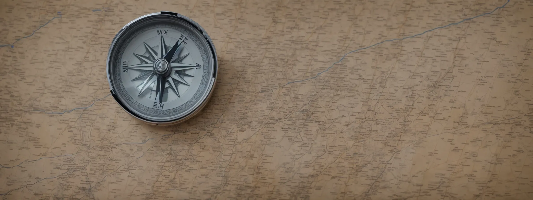 a navigational compass on a map, symbolizing strategic journey planning in the digital landscape.