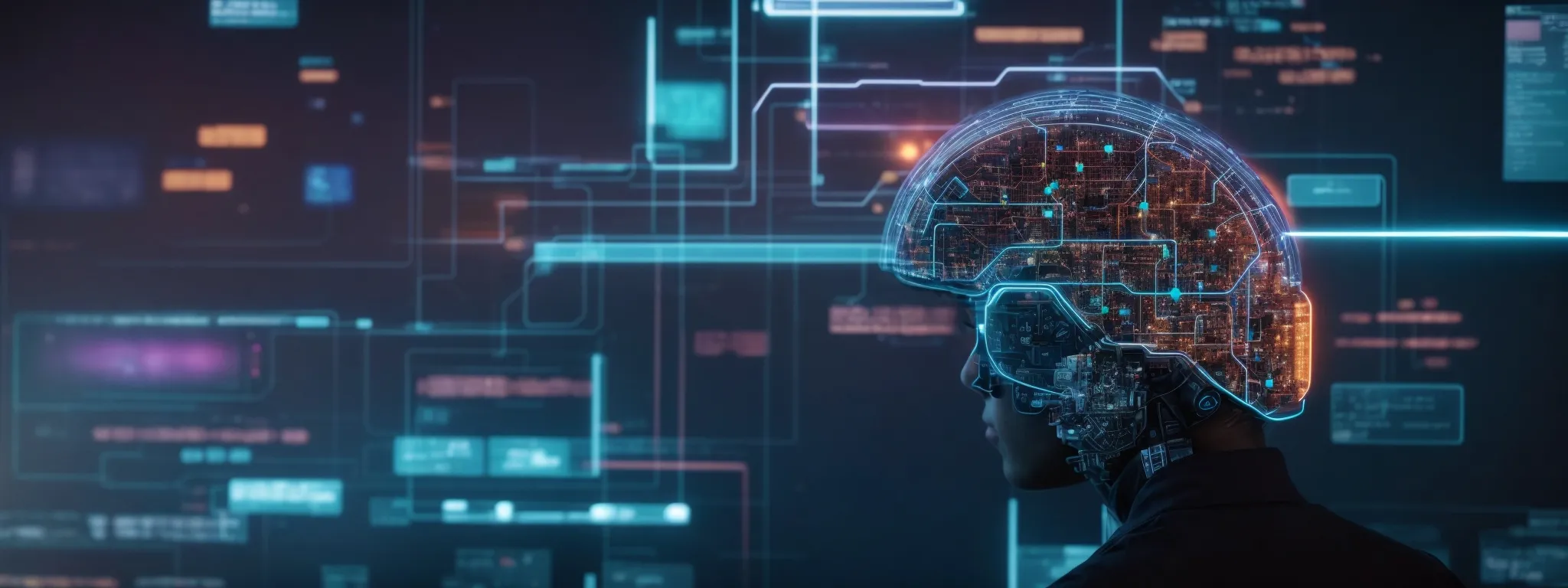 a futuristic ai brain interface mapping out consumer preferences on a holographic screen.