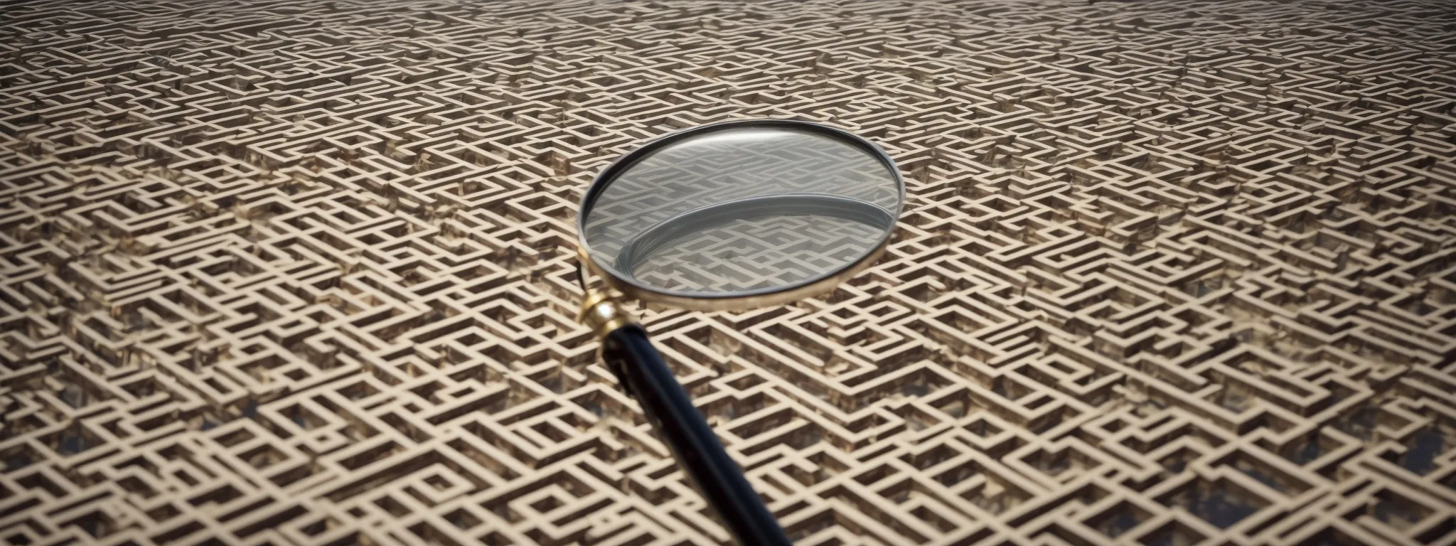 a maze of web pages with a magnifying glass focusing on a single, highlighted page.