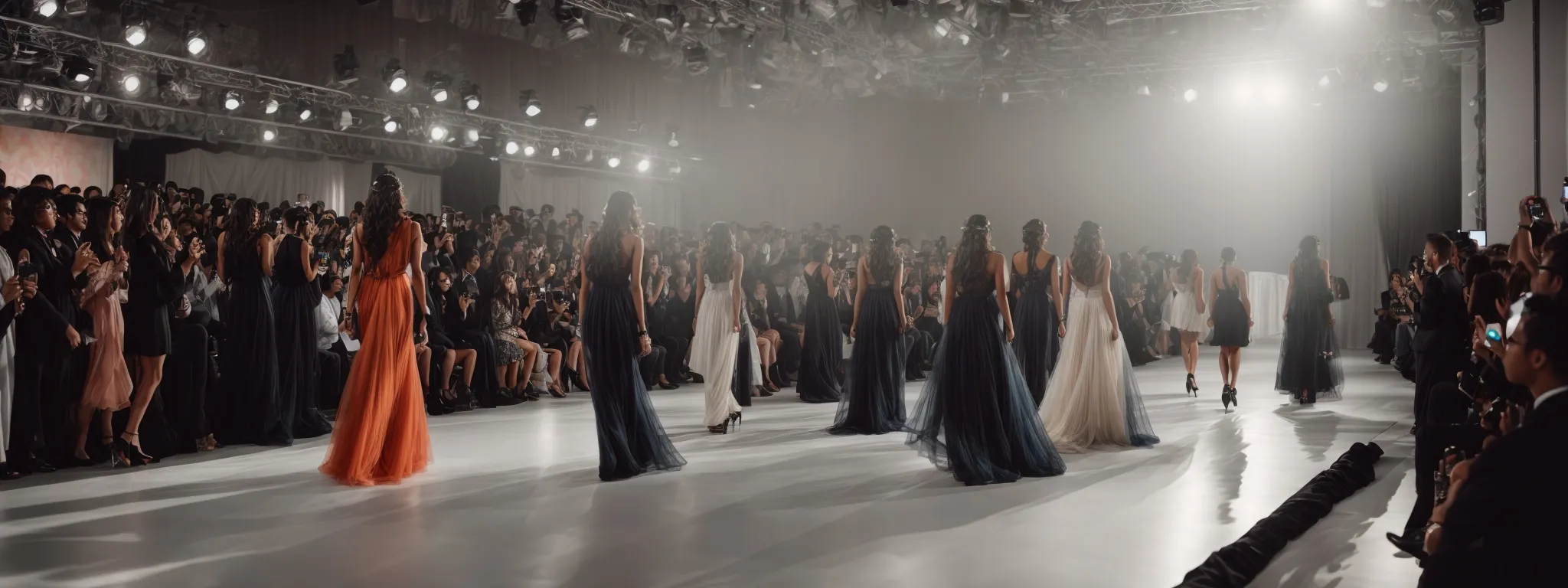 a runway show at a fashion event where the latest styles are being unveiled. 