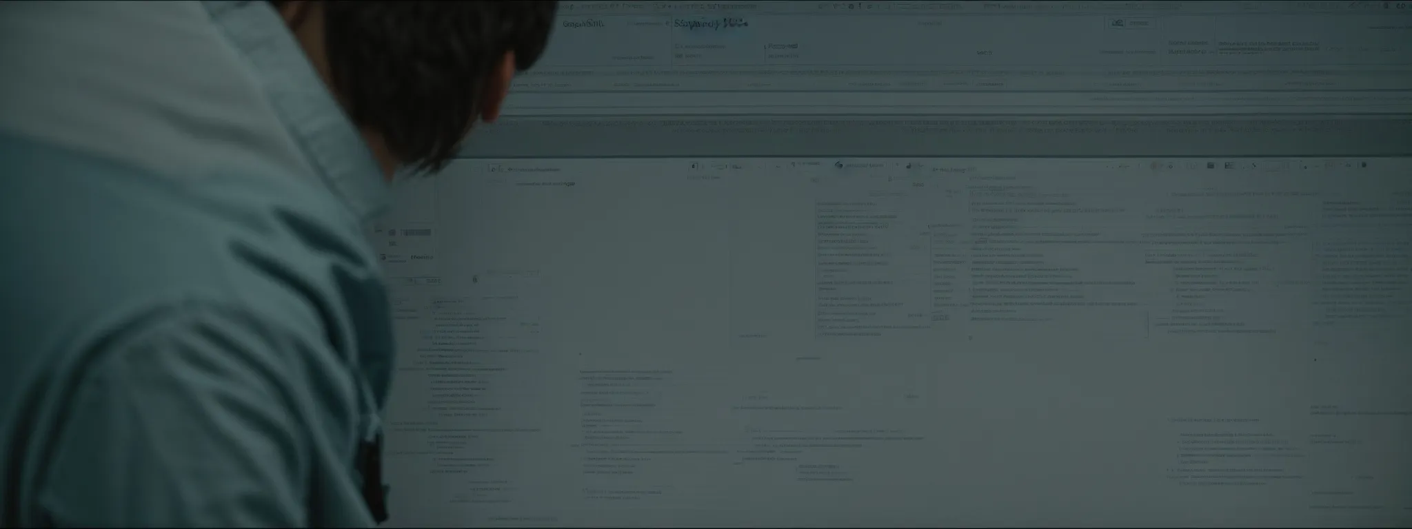 a person sitting at a computer reviewing a list of image file names on a screen.