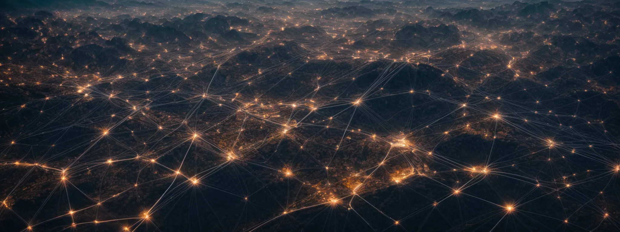 a vast network of interconnected nodes spreading across a digital landscape, symbolizing complex global seo strategies.