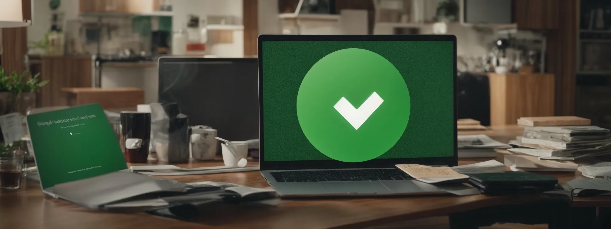 a green check mark symbolizes the sought-after google guaranteed badge amidst a collage of various service provider advertisements on a computer screen.