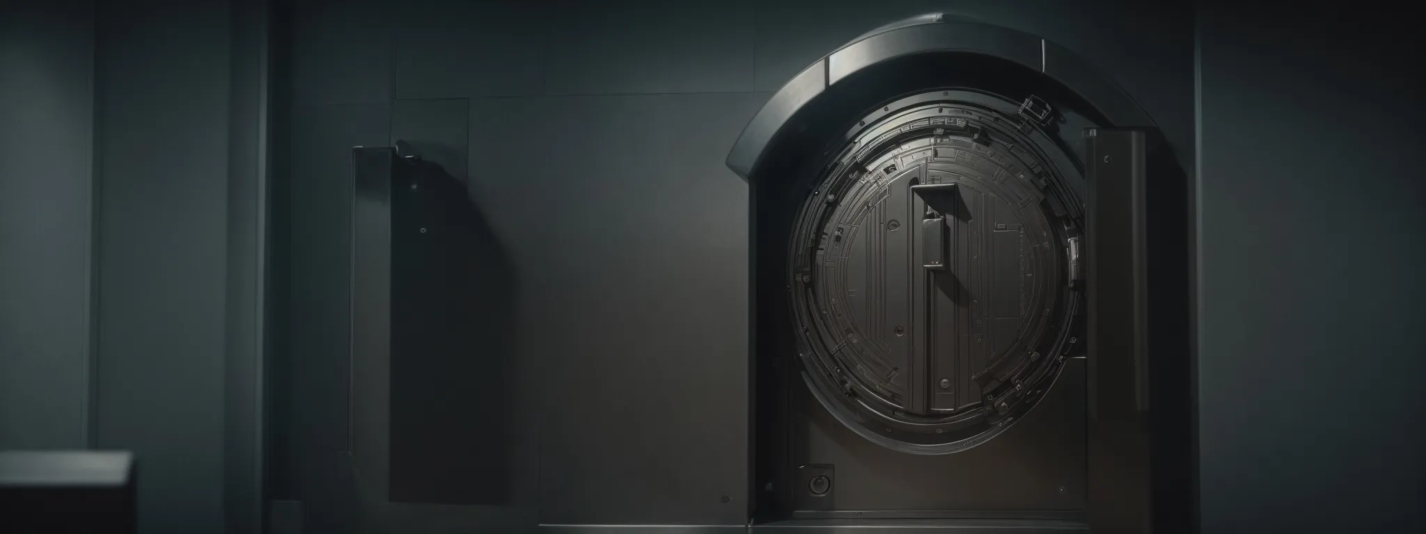 a secure vault door closed tight within a well-guarded room, symbolizing the protection of financial data by advanced software. 
