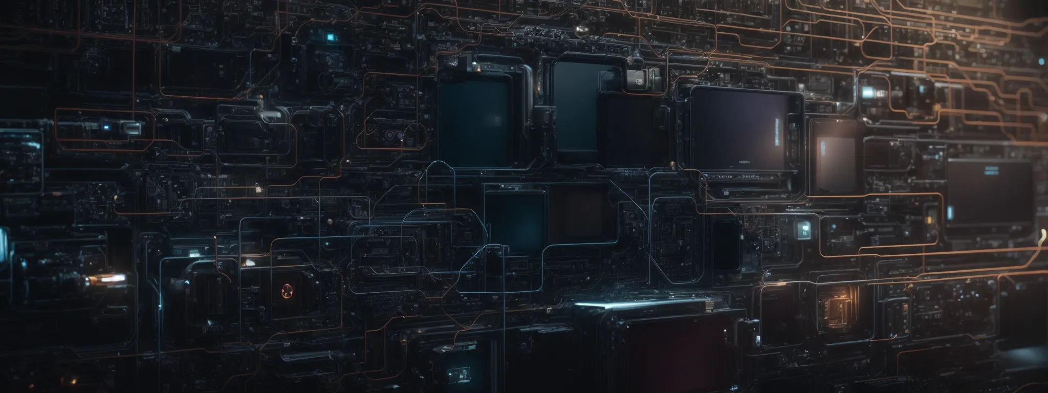 a web of interconnected digital devices, symbolizing the myriad pathways users navigate in the digital realm.