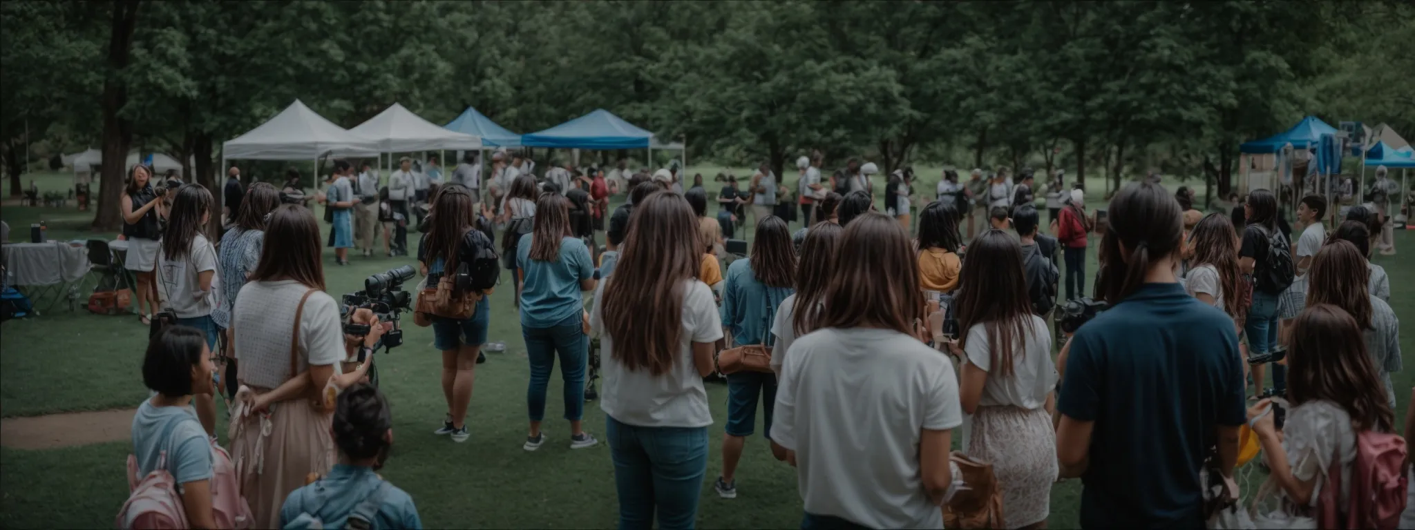 a nonprofit team holding a community event in a local park to foster engagement and awareness.