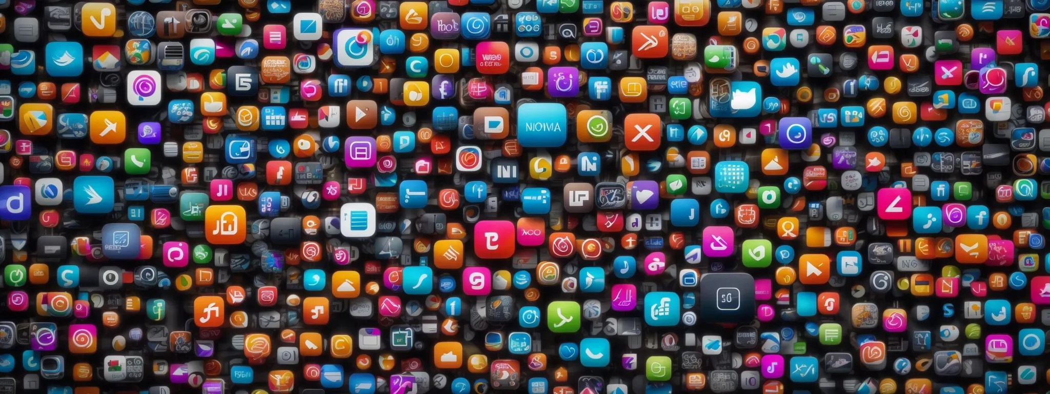 a smartphone displaying an array of colorful app icons on its screen.