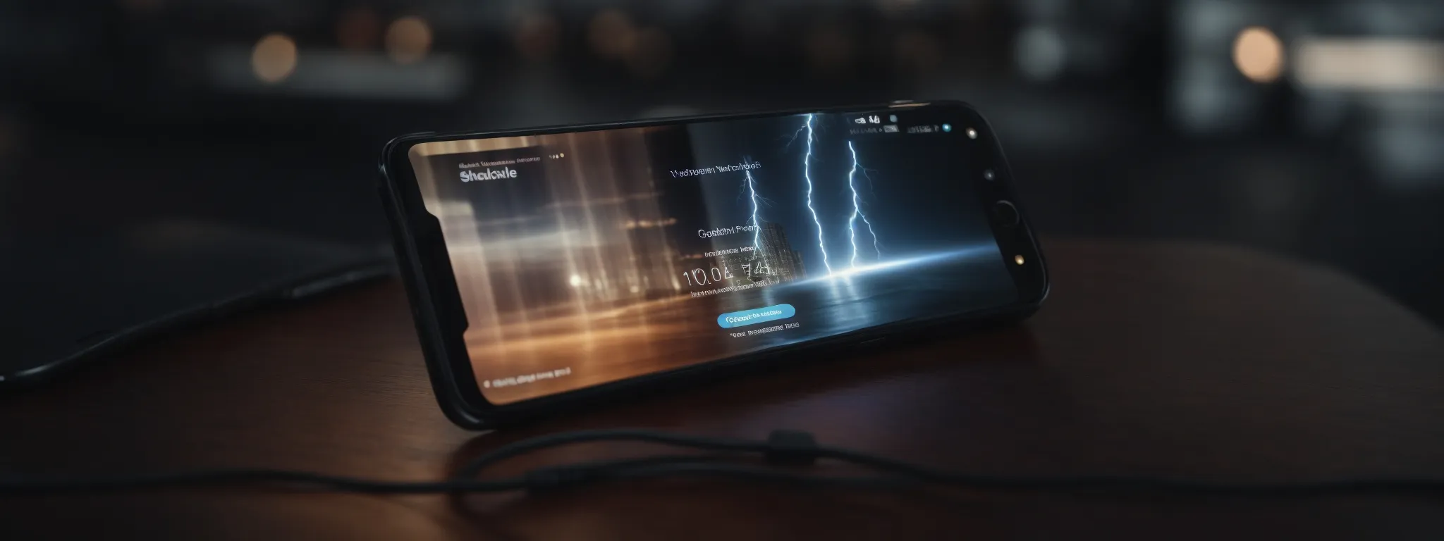 a smartphone displaying a lightning-fast load of a responsive website around technology.