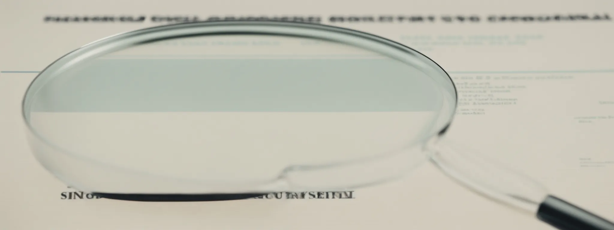a magnifying glass hovering over a sparse text on a web page, symbolizing seo analysis.