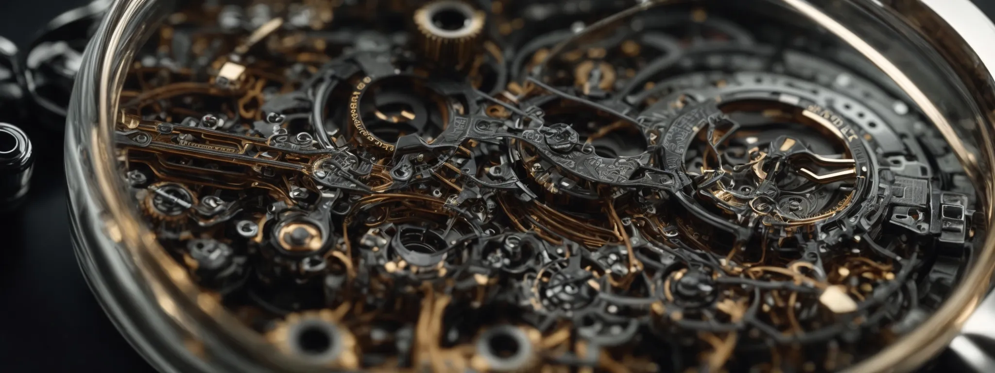 a close-up of a magnifying glass revealing gears and circuits representing the inner workings of technology.
