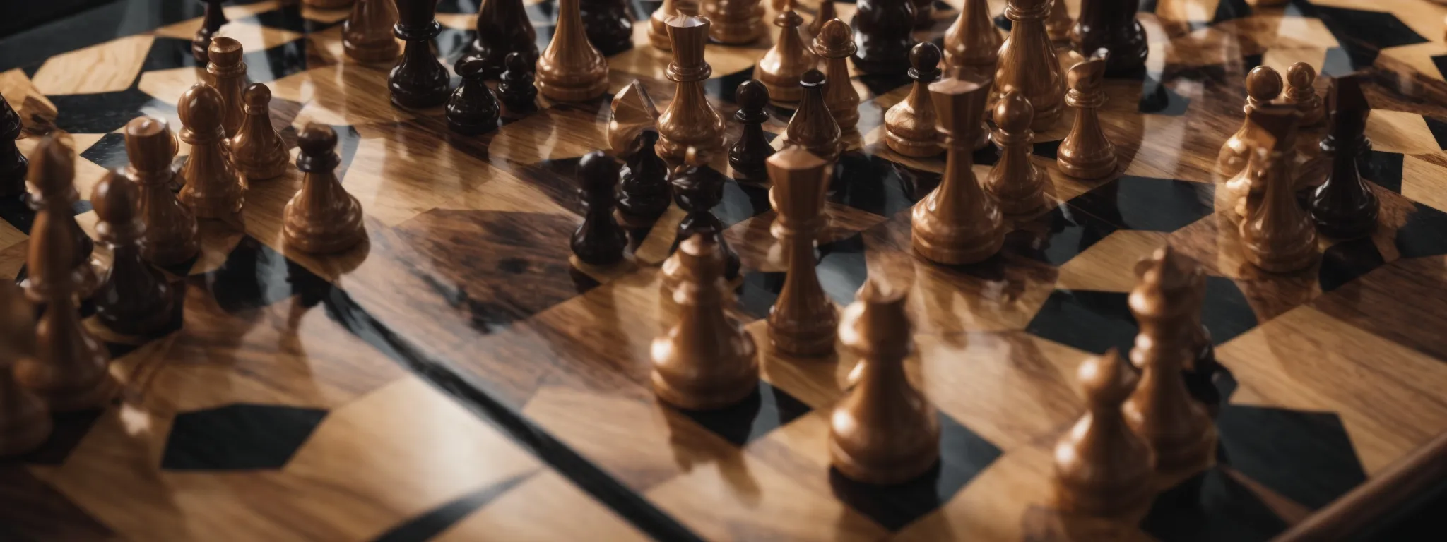 a chessboard with different pieces moving strategically suggests the intricate maneuvering required to build a strong backlink profile in the seo landscape.