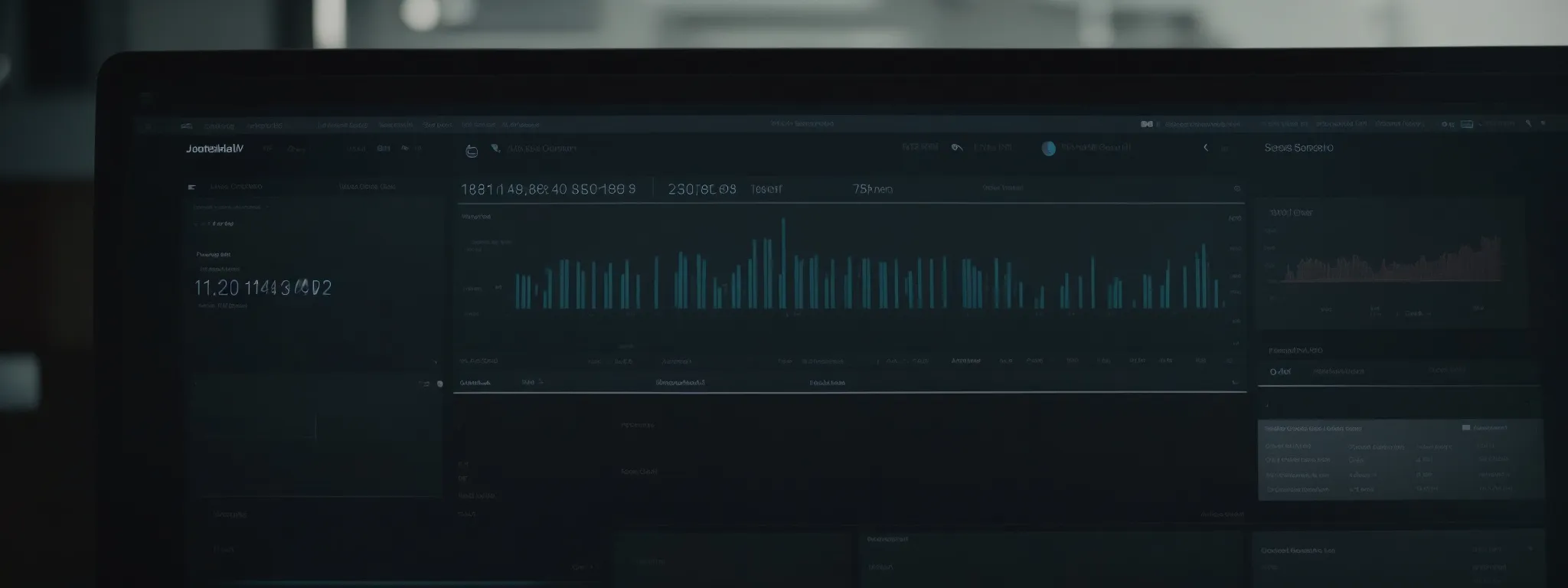 a close-up of a search bar on a computer screen amidst a marketing analytics dashboard.