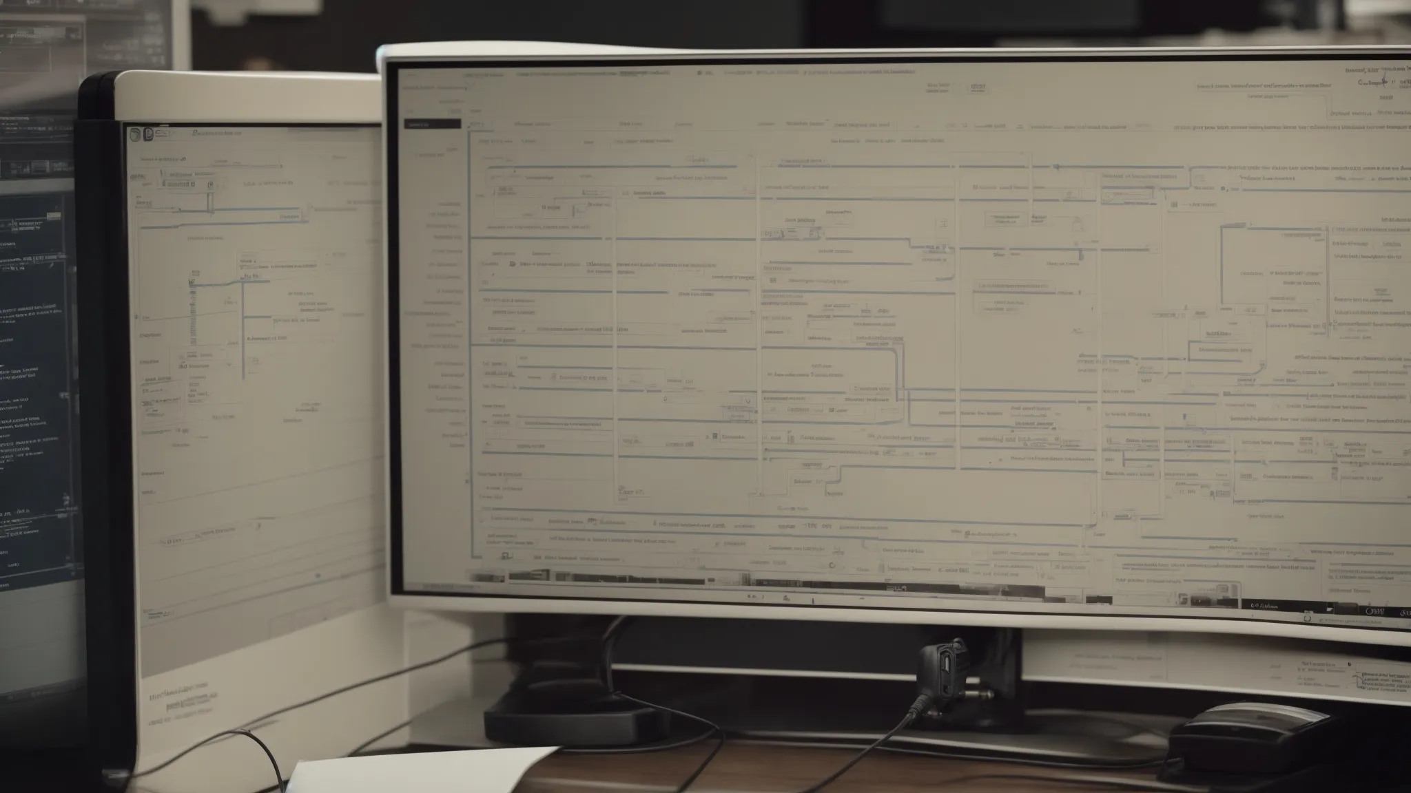 a computer screen displaying a flowchart that connects various web pages with directional arrows labeled "rel=next" and "rel=prev."