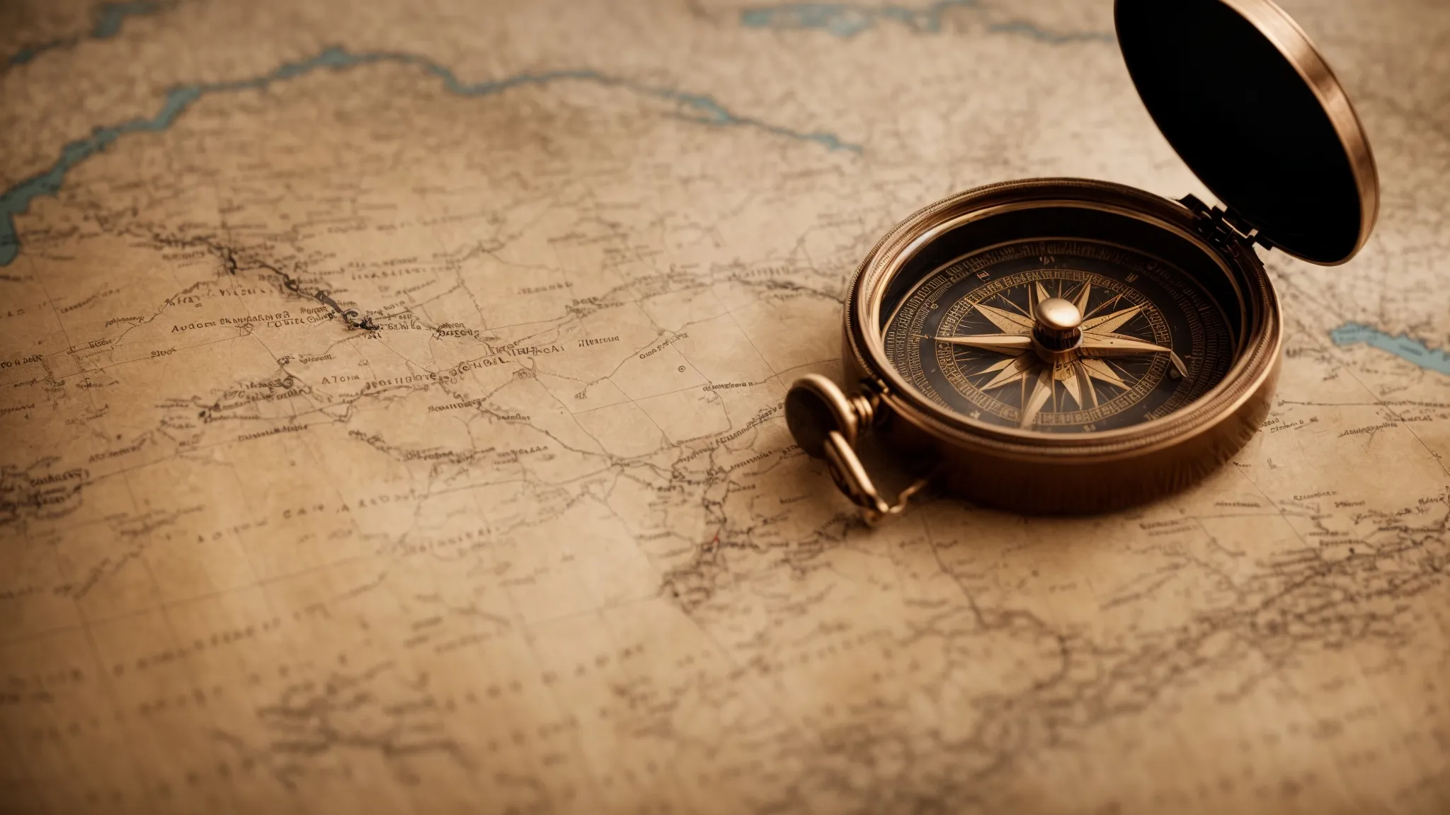 a vintage compass resting on an ancient map, symbolizing the pursuit of precise navigation in the digital world.