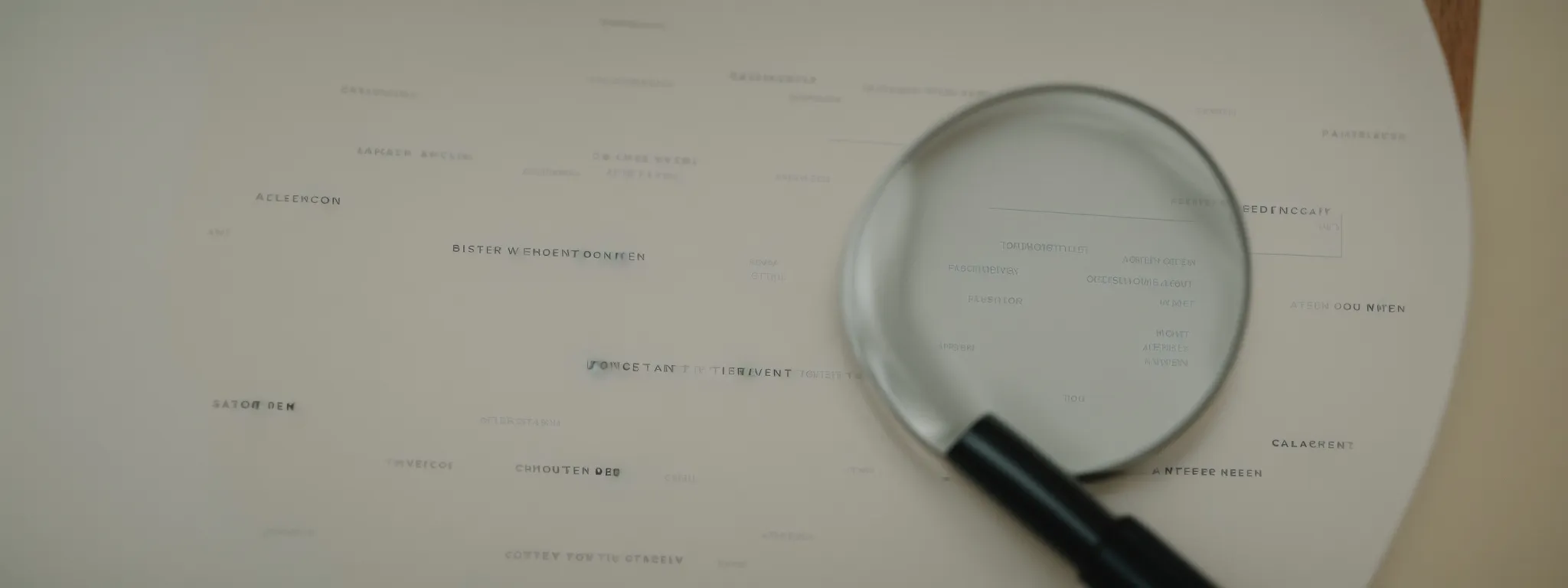 a close-up of a magnifying glass hovering over a flowchart connecting different market segments.