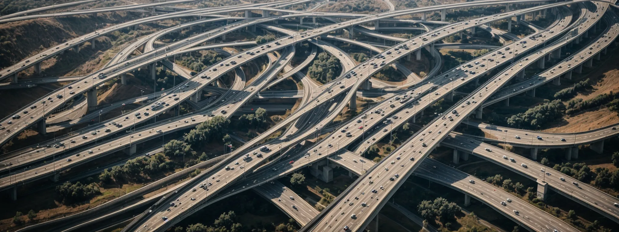 a highway interchange symbolizing complex paths and routes, representing the challenges of ecommerce platform migration and seo strategy navigation.
