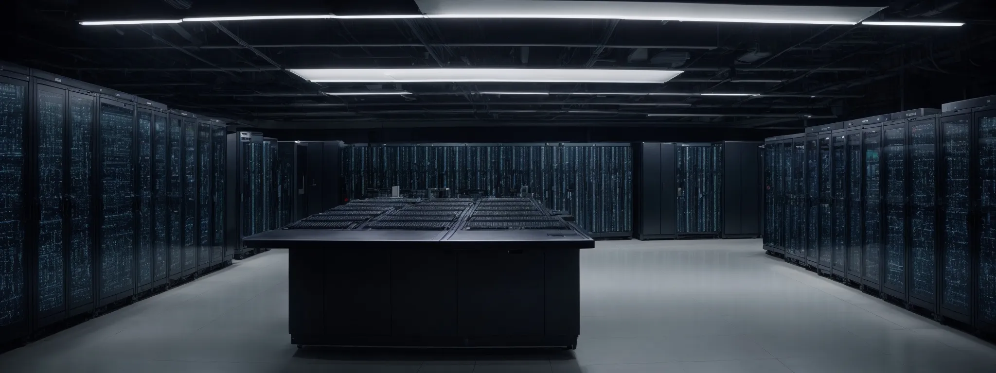a server room with rows of high-tech equipment indicating advanced data processing and storage capabilities.