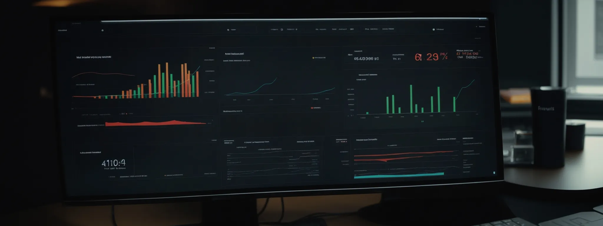 a sleek computer screen displaying a dashboard with charts and analytics representing lead tracking progress.