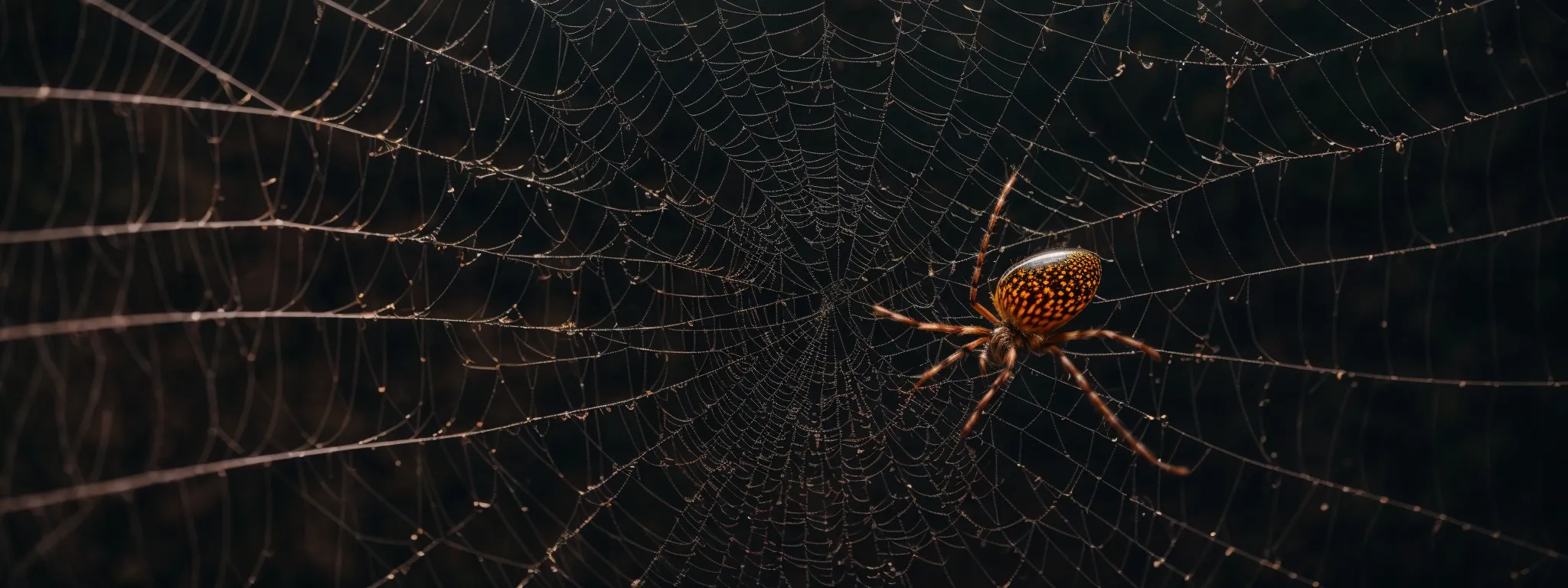 a spider weaving a complex and intricate web, illustrating the concept of interlinked pathways within a network.