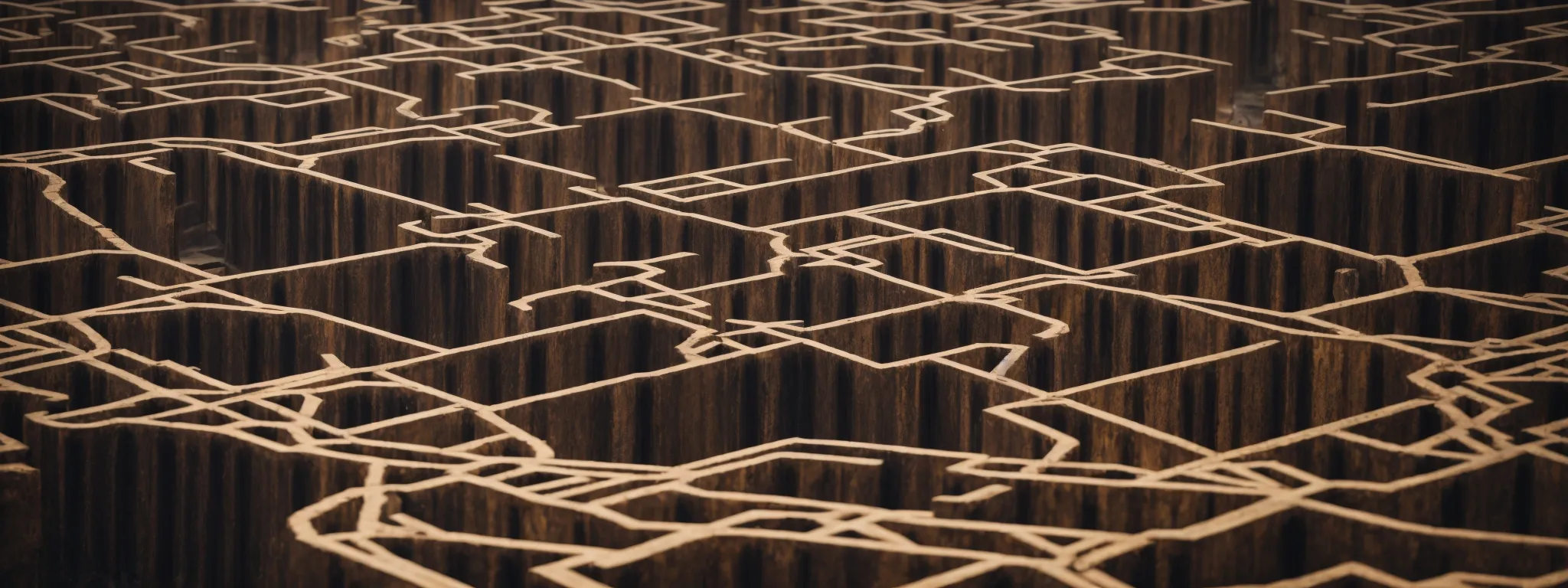 a maze-like web of interconnected pathways highlights the complex structure of a website.