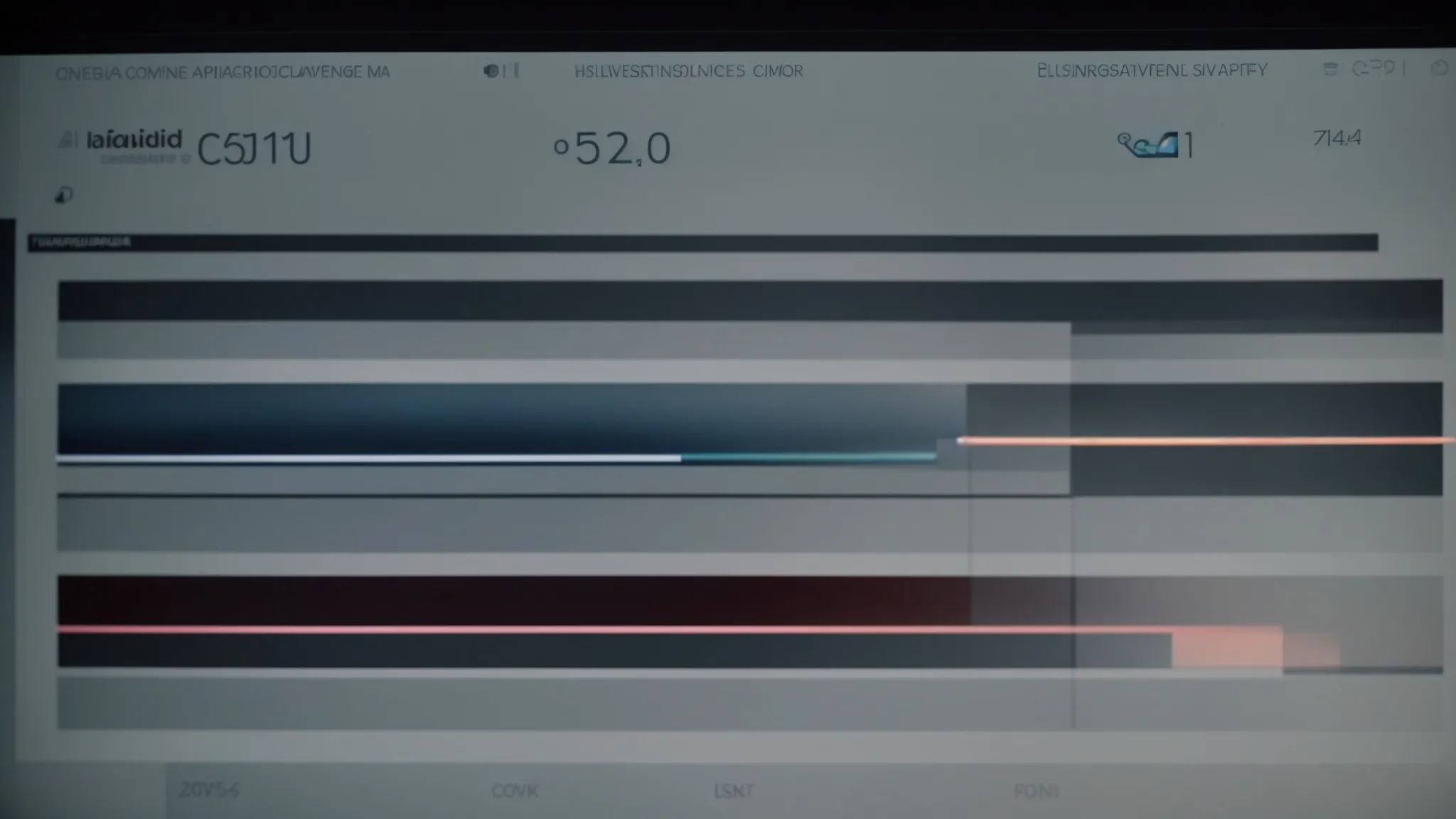 a close-up view of a person observing progress bars on a computer monitor, demonstrating faster website loading speeds.